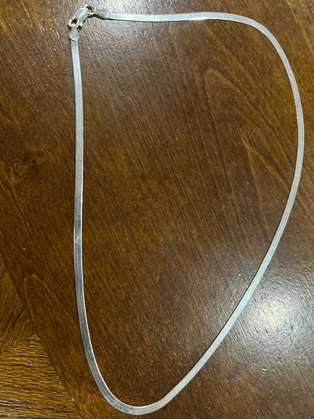 Silver Flat Herringbone Necklace - Elegant Women's Necklace